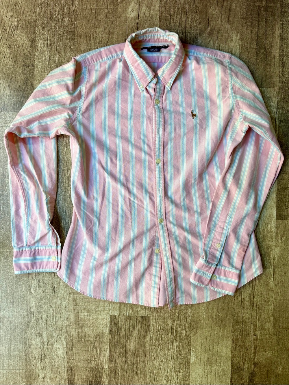 Vintage Polo Ralph Lauren Pink Blue Pastel Striped Oxford Shirt
